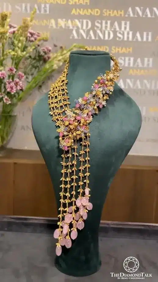 Gold-Plated Long Dangler Earrings with Green Stone